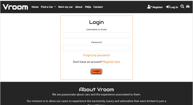 Login page